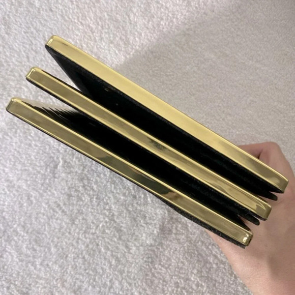 Vintage Gold Brass Tone Diagonal Ribbed Texture Picture Frames X3 - Picture 6 of 13